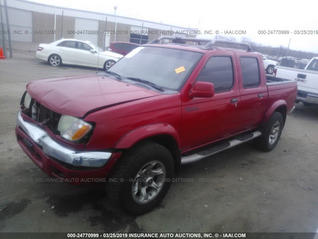 1N6ED27TXYC389176 - 2000 NISSAN FRONTIER CREW CAB XE/CREW CAB SE RED photo 2