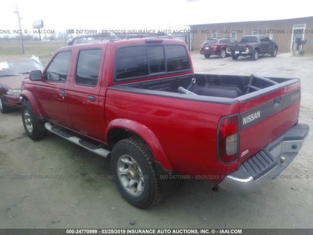 1N6ED27TXYC389176 - 2000 NISSAN FRONTIER CREW CAB XE/CREW CAB SE RED photo 3