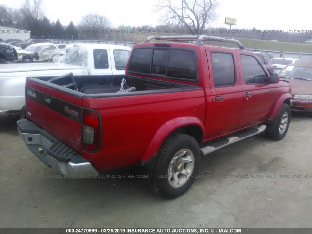 1N6ED27TXYC389176 - 2000 NISSAN FRONTIER CREW CAB XE/CREW CAB SE RED photo 4