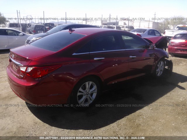 5NPEC4AC3BH174762 - 2011 HYUNDAI SONATA SE/LIMITED RED photo 4