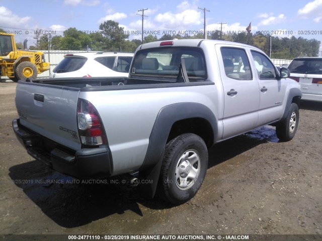 3TMJU62N49M071040 - 2009 TOYOTA TACOMA DOUBLE CAB PRERUNNER SILVER photo 4