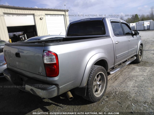 5TBET341X6S517578 - 2006 TOYOTA TUNDRA DOUBLE CAB SR5 SILVER photo 4