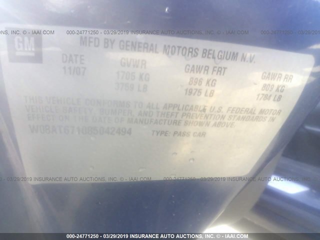 W08AT671085042494 - 2008 SATURN ASTRA XR BLUE photo 9