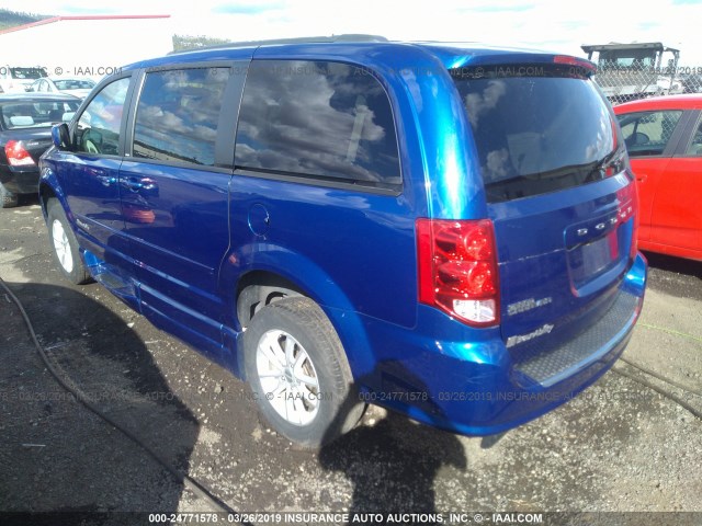 2C4RDGCG7DR650209 - 2013 DODGE GRAND CARAVAN SXT Dark Blue photo 3