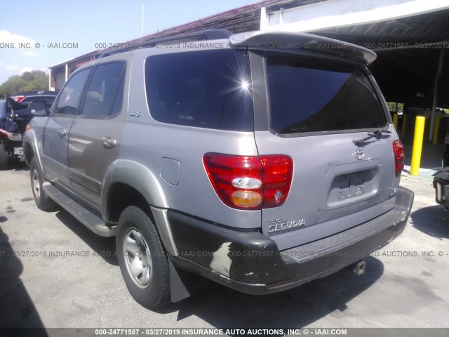 5TDZT34AX2S079325 - 2002 TOYOTA SEQUOIA SR5 GRAY photo 3