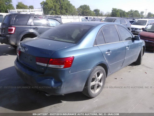 5NPEU46F06H079551 - 2006 HYUNDAI SONATA GLS/LX BLUE photo 4