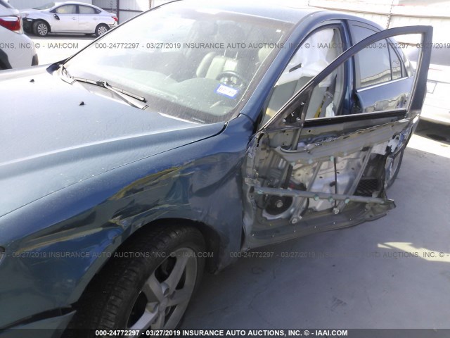 5NPEU46F06H079551 - 2006 HYUNDAI SONATA GLS/LX BLUE photo 6