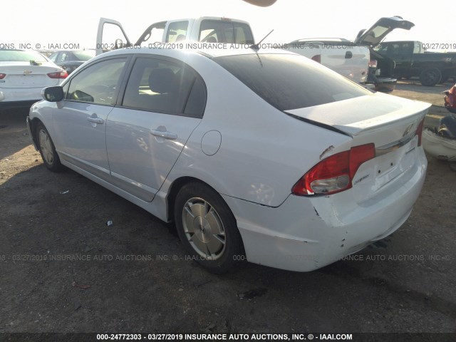 JHMFA3F22AS003228 - 2010 HONDA CIVIC HYBRID WHITE photo 3