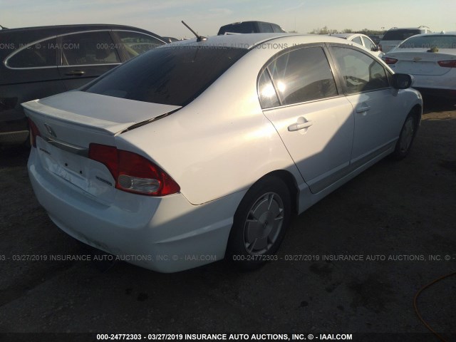 JHMFA3F22AS003228 - 2010 HONDA CIVIC HYBRID WHITE photo 4