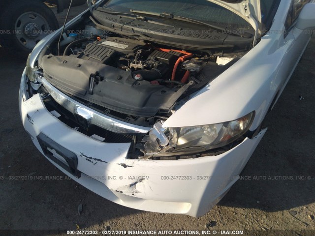 JHMFA3F22AS003228 - 2010 HONDA CIVIC HYBRID WHITE photo 6