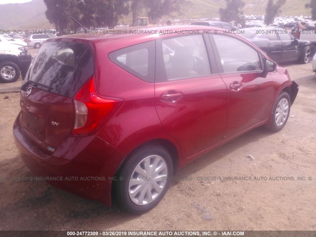 3N1CE2CP5FL356025 - 2015 NISSAN VERSA NOTE S/S PLUS/SV/SL/SR RED photo 4