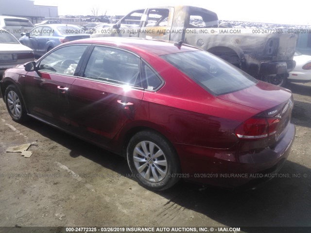 1VWAT7A31FC089269 - 2015 VOLKSWAGEN PASSAT S RED photo 3