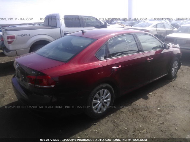 1VWAT7A31FC089269 - 2015 VOLKSWAGEN PASSAT S RED photo 4