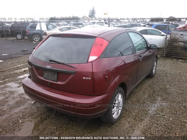 1FAFP31NX6W237804 - 2006 FORD FOCUS ZX3 RED photo 4