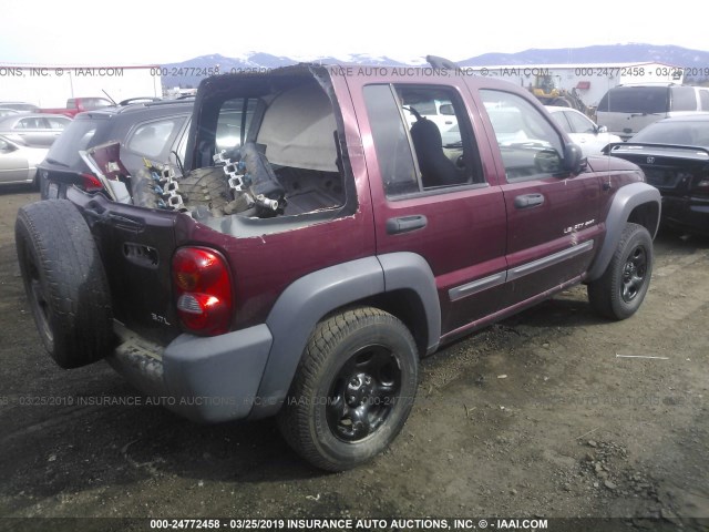 1J4GL48K03W674678 - 2003 JEEP LIBERTY SPORT/FREEDOM RED photo 4