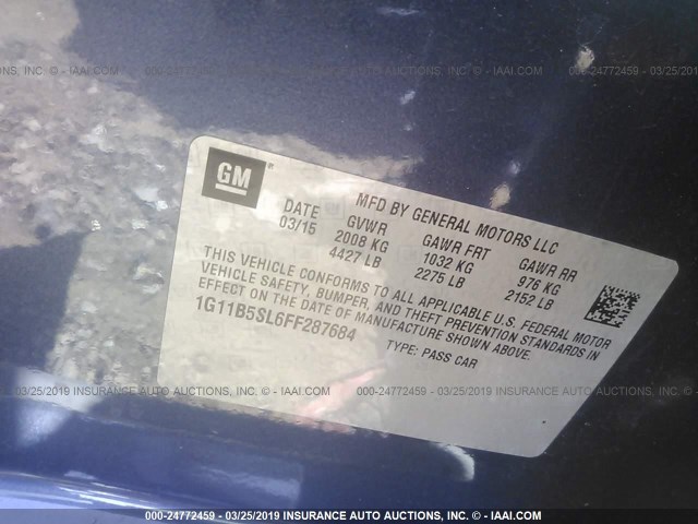 1G11B5SL6FF287684 - 2015 CHEVROLET MALIBU LS BLUE photo 9