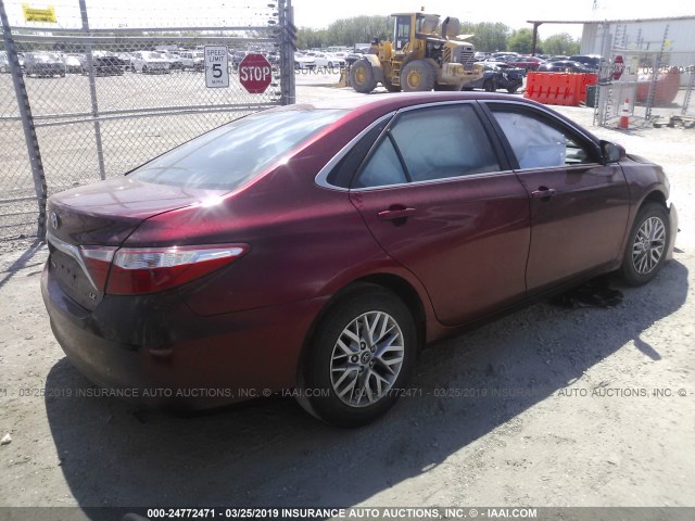 4T1BF1FK1HU629868 - 2017 TOYOTA CAMRY LE/XLE/SE/XSE RED photo 4