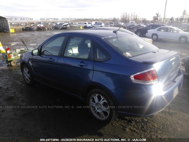 1FAHP35N78W257448 - 2008 FORD FOCUS SE/SEL/SES BLUE photo 3