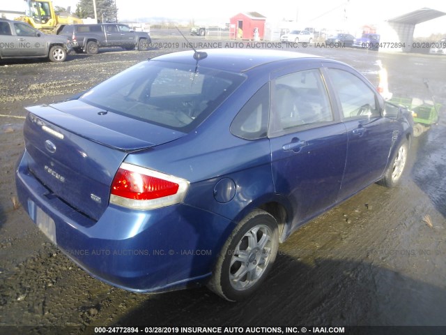 1FAHP35N78W257448 - 2008 FORD FOCUS SE/SEL/SES BLUE photo 4