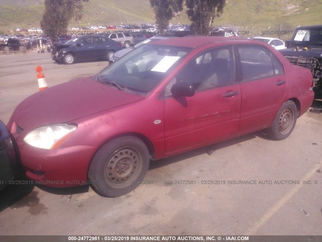 JA3AJ26E86U016608 - 2006 MITSUBISHI LANCER ES RED photo 2