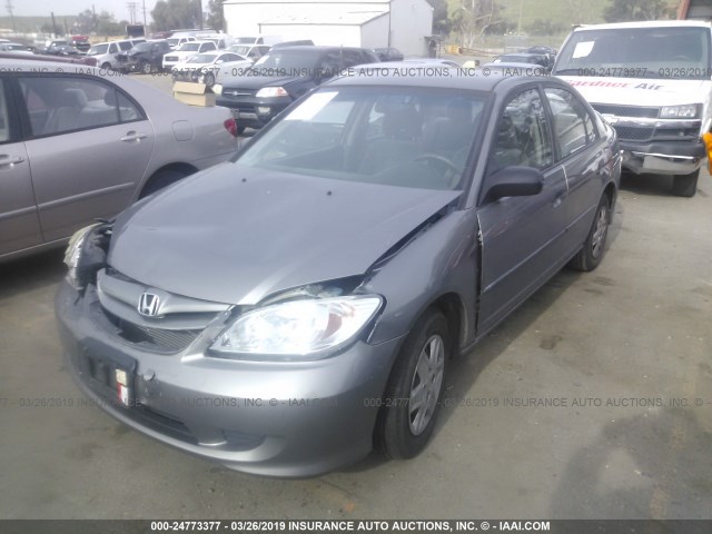 1HGES16435L021593 - 2005 HONDA CIVIC DX GRAY photo 2