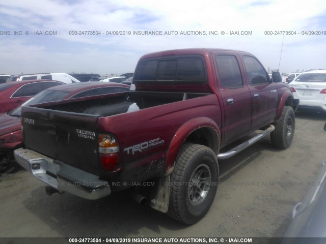 5TEHN72N04Z370909 - 2004 TOYOTA TACOMA DOUBLE CAB 栗色 照片 4