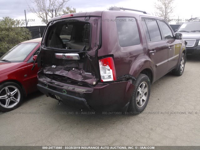 5FNYF3H91BB028173 - 2011 HONDA PILOT TOURING MAROON photo 4