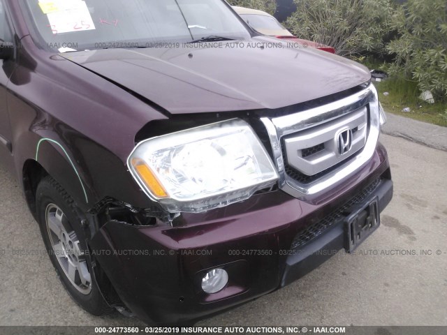 5FNYF3H91BB028173 - 2011 HONDA PILOT TOURING MAROON photo 6