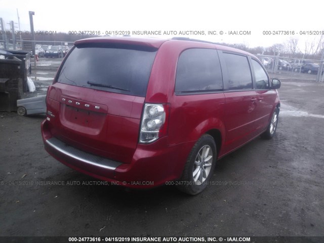 2C4RDGCG8DR733311 - 2013 DODGE GRAND CARAVAN SXT RED photo 4