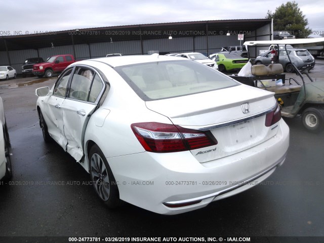 JHMCR6F53HC011480 - 2017 HONDA ACCORD HYBRID/EXL WHITE photo 3