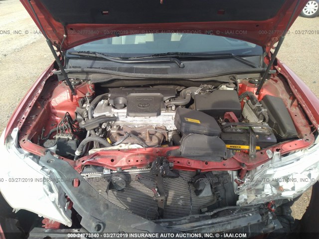 4T1BF1FK7CU583911 - 2012 TOYOTA CAMRY SE/LE/XLE RED photo 10