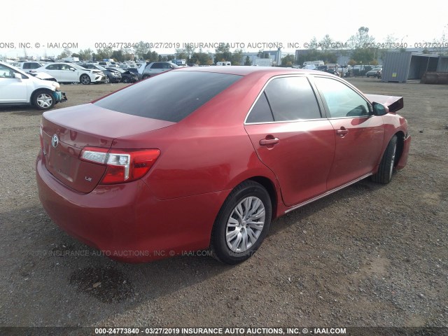 4T1BF1FK7CU583911 - 2012 TOYOTA CAMRY SE/LE/XLE RED photo 4