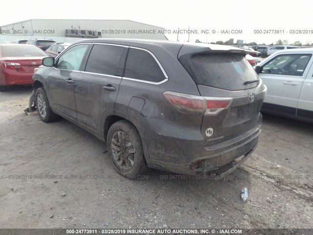 5TDZKRFH4ES028469 - 2014 TOYOTA HIGHLANDER LE/LE PLUS GRAY photo 3