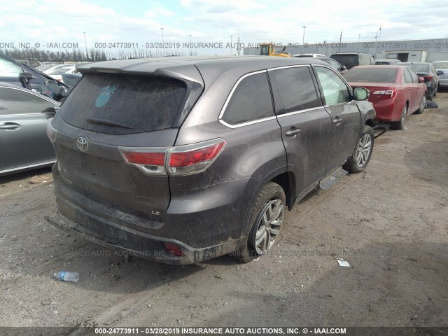 5TDZKRFH4ES028469 - 2014 TOYOTA HIGHLANDER LE/LE PLUS GRAY photo 4