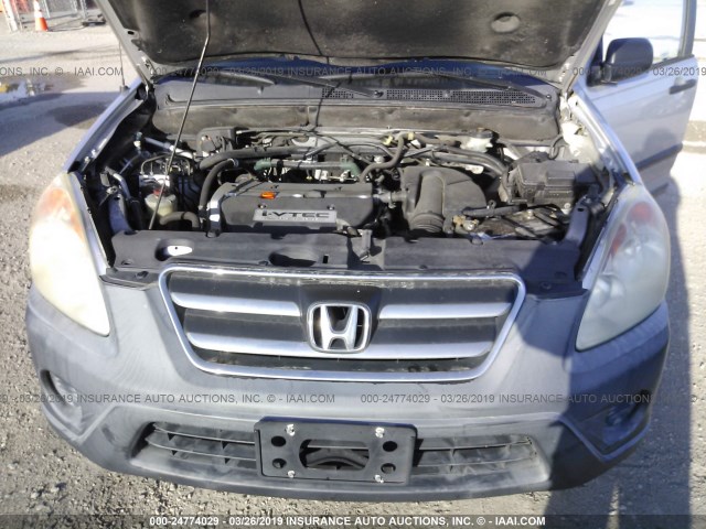 JHLRD68516C007323 - 2006 HONDA CR-V LX SILVER photo 10