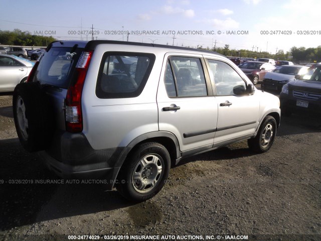 JHLRD68516C007323 - 2006 HONDA CR-V LX SILVER photo 4