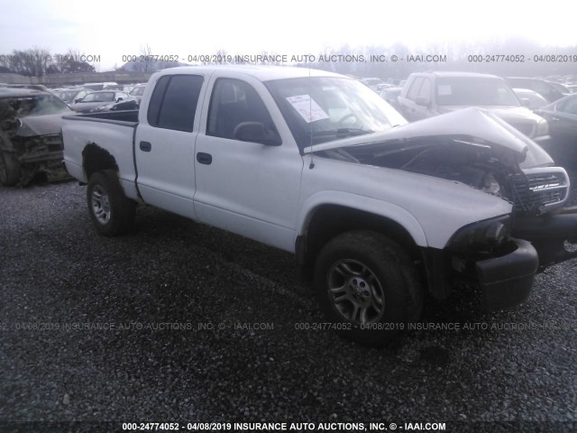 1D7HG38KX4S556967 - 2004 DODGE DAKOTA QUAD SPORT WHITE photo 1