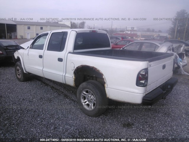 1D7HG38KX4S556967 - 2004 DODGE DAKOTA QUAD SPORT WHITE photo 3