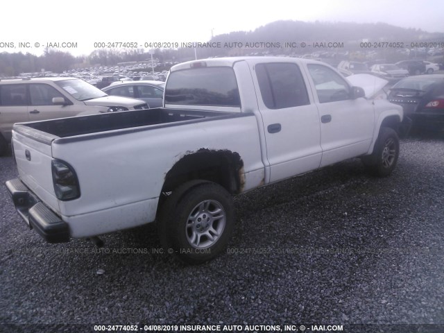 1D7HG38KX4S556967 - 2004 DODGE DAKOTA QUAD SPORT WHITE photo 4