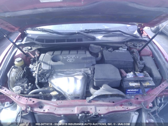 4T1BF3EK6AU506487 - 2010 TOYOTA CAMRY SE/LE/XLE RED photo 10