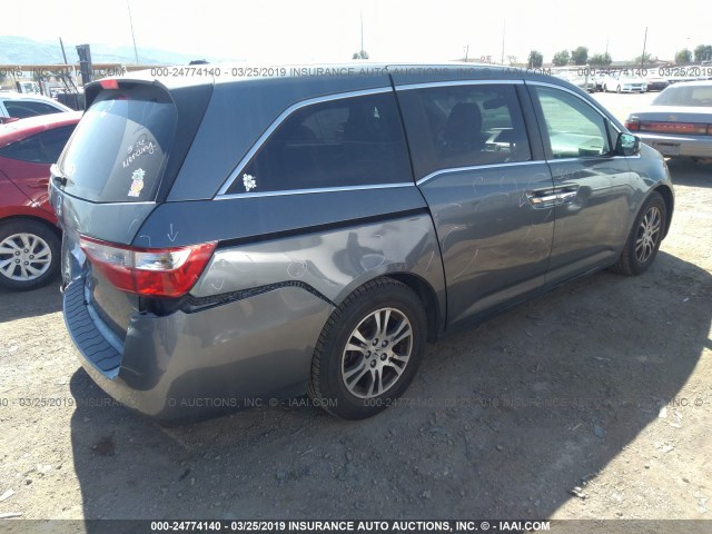 5FNRL5H6XCB089604 - 2012 HONDA ODYSSEY EXL GRAY photo 4