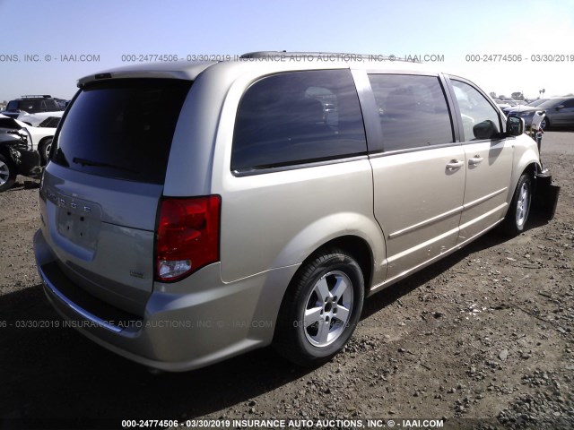 2C4RDGCG1DR552339 - 2013 DODGE GRAND CARAVAN SXT TAN photo 4