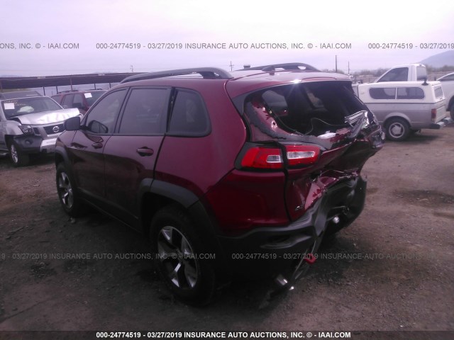 1C4PJMBS1GW194756 - 2016 JEEP CHEROKEE TRAILHAWK MAROON photo 3