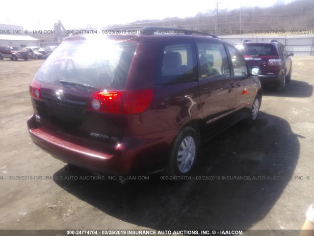 5TDZK23C89S267447 - 2009 TOYOTA SIENNA CE/LE BURGUNDY photo 4