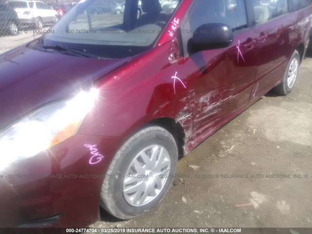 5TDZK23C89S267447 - 2009 TOYOTA SIENNA CE/LE BURGUNDY photo 6