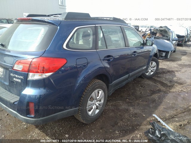 4S4BRBAC3B1336043 - 2011 SUBARU OUTBACK 2.5I BLUE photo 4