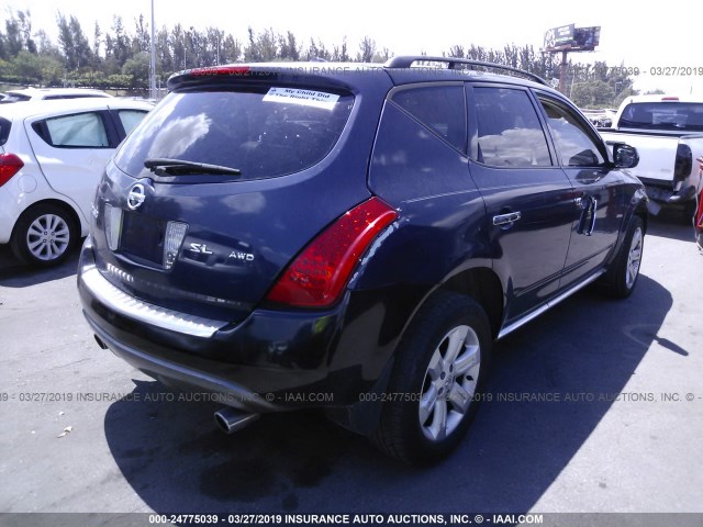 JN8AZ08W66W518031 - 2006 NISSAN MURANO SL/SE/S BLUE photo 4