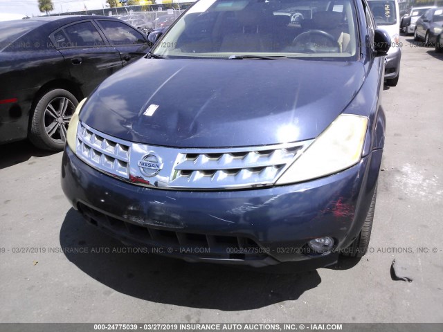 JN8AZ08W66W518031 - 2006 NISSAN MURANO SL/SE/S BLUE photo 6