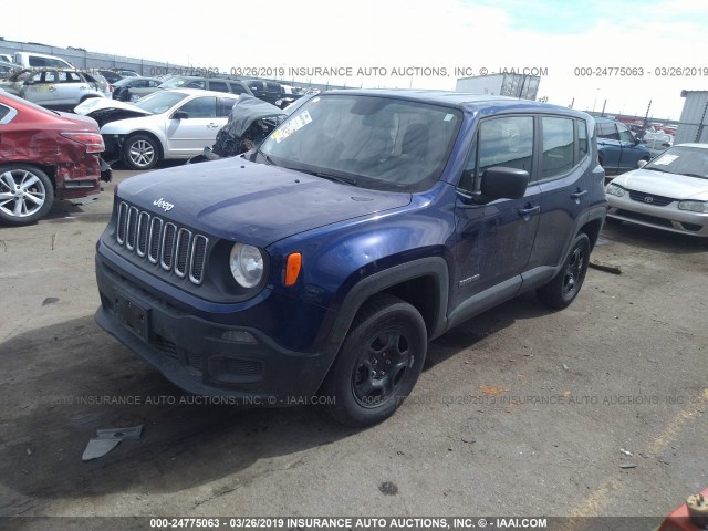 ZACCJBABXHPE83623 - 2017 JEEP RENEGADE SPORT BLUE photo 2