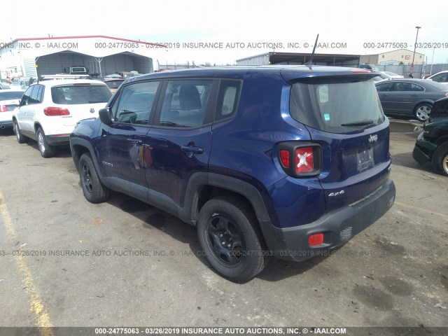 ZACCJBABXHPE83623 - 2017 JEEP RENEGADE SPORT BLUE photo 3